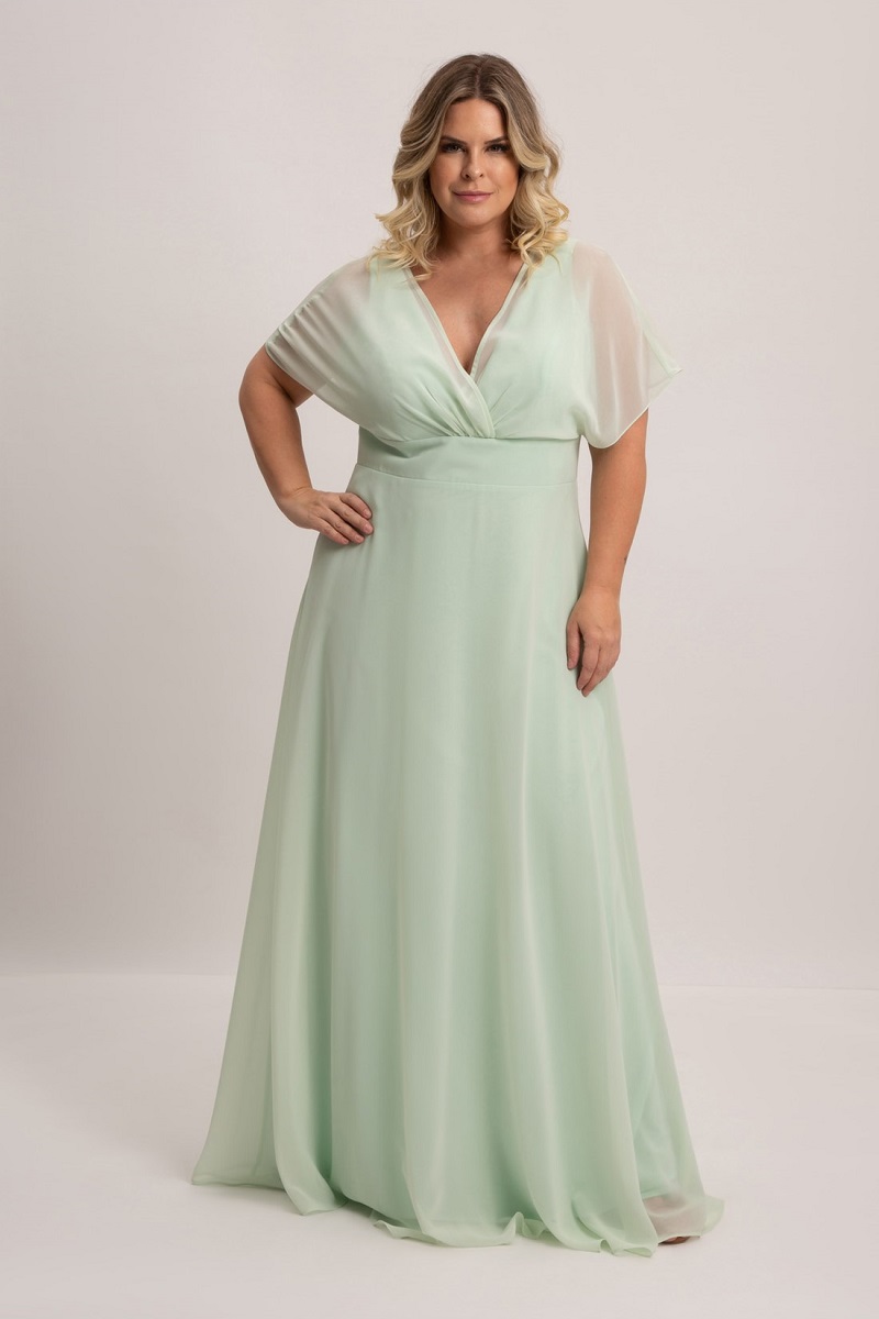 vestido verde menta para plus size