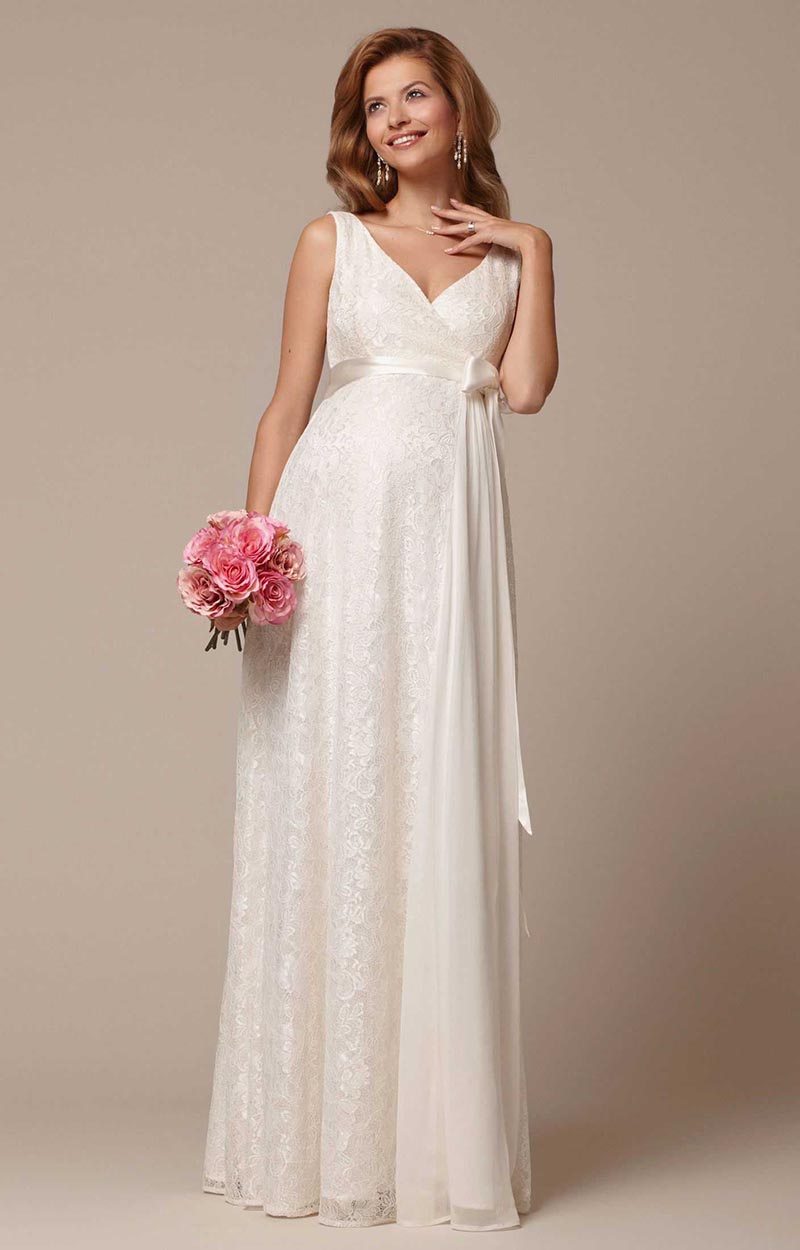 Vestido de noiva para grávida Tiffany Rose com renda e saia leve