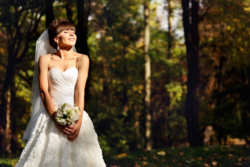 vestidos de noiva - véu e buquê